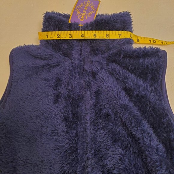 NWT Emily Stacy Womens Missy Fleece Blue Zip Up Teddy Vest w/Pockets - M - Picture 8 of 14